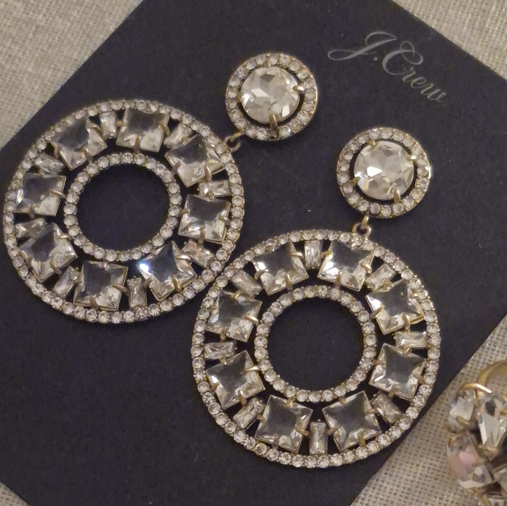 New J.Crew Crystal cocktail dangle earrings. 2.3" hypoallergenic post